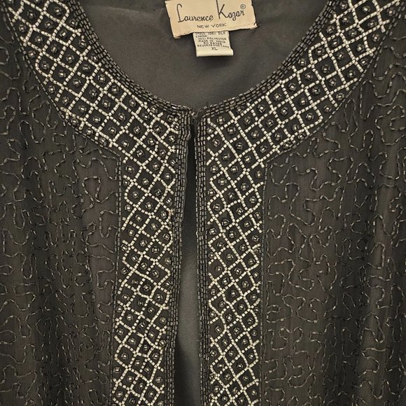 Black and Silver Beaded Short Sleeve Laurence Kazar Jacket - Picture 2 of 2